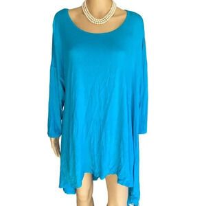 Boutique Casual Stretchy Hi Low Summer Swing Shirt Tunic Top Women Plus Size 1X